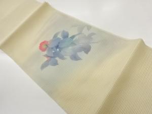 作家物　絽綴れ　花葉模様名古屋帯